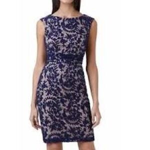 Navy lace dress with a tan underlay by Simply Liliana. Size 14
